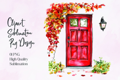 Autumn Door Watercolor Sublimation PNG Product Image 1