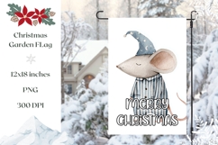 Watercolor Christmas Mouse Garden Flag, Winter Garden Flag Product Image 1