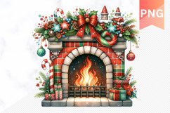 Christmas Fireplace- Clipart PNG Design Product Image 1