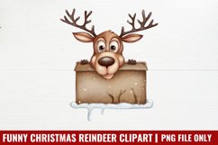 Funny Christmas Reindeer Clipart PNG Product Image 1