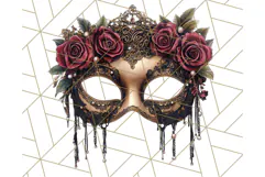 Vintage Garden Masquerade Floral Eye Mask PNG Clipart Product Image 5