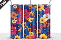 3D Flowers Tumbler Wrap | Sublimation Design | Tumble PNG Product Image 2