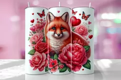 Valentine's Day Fox Tumbler Wrap Sublimation Design Product Image 1