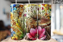 Watercolor Flower Wooden Stump Tumbler - High Quality 3Dpi Product Image 1