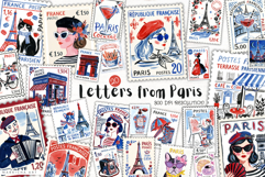 Letters from Paris Postage Stamps Clipart Product Image 1