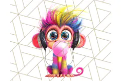 Funky Safari Animals PNG Clipart With Rainbow Hair, Cute Png Product Image 5