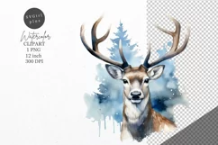 Christmas clipart, Reindeer clipart, Blue Christmas Product Image 1