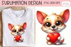 Cute dog holding a heart PNG design for Valentine's Day Product Image 1