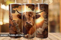 3D Highland Cow Cracked Hole PNG Tumbler Design Product Image 1
