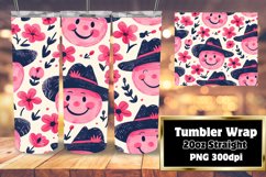 Watercolor Flower Smile Pattern Earring PNG 20oz Product Image 1