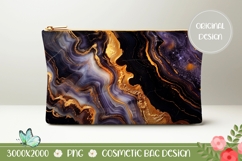 Gold Glitter Cosmetic Bag, Black Marble Cosmetic Bag Design Product Image 1