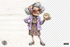 Fashionable Summer Grandma PNG - Summer Clipart Product Image 1