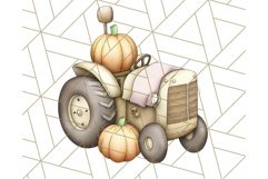 Fall Tractor Clipart PNG, Vintage Tractors With Pumpkins Product Image 5