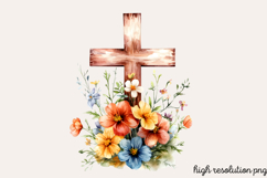 Easter Cross Sublimation Clipart PNG Product Image 1