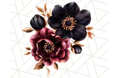Gothic Floral PNG, Dark Aesthetic Flowers Clipart Print Product Image 5