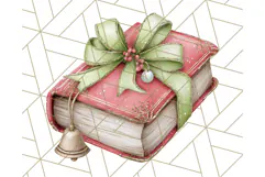 Christmas Book Clipart, Festive Reading PNG Illustrations Product Image 5