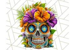 Bright Sugar Skull PNG Clipart, Halloween Colorful Skull Png Product Image 5