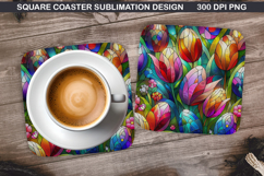 Flower Coaster Sublimation, Easter Coaster PNG Design Product Image 1