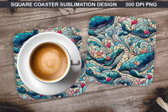 Dolphin Coaster Sublimation, Valentine Coaster PNG Design Product Image 1