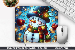 Snowman Mouse Pad Sublimation, Christmas Mouse Pad PNG Product Image 1