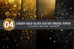 Luxury Gold Black Glitter Digital Paper Product Image 1