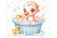 Safari Animal Babies in Bubble Baths, Cute Jungle Animal PNG Product Image 5