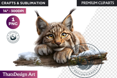 Lynx Watercolor Winter Wildlife Arctic Animal Clipart PNG Product Image 1
