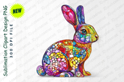 Vivid Mosaic Rabbit Illustration Whimsical Clipart Product Image 1