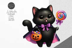 Halloween clipart, Black cat clipart, Kids Halloween Product Image 1