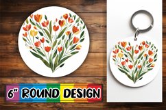 Sublimation Round Design Spring Heart Pattern PNG Product Image 1