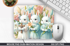 Bunny Mouse Pad Sublimation, Easter Bunny Mouse Pad PNG Product Image 1