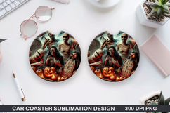 Pumpkin Car Coaster Sublimation |Halloween Coaster PNG Product Image 1