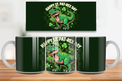 Funny Happy St Pat-Rex Day Dinosaur Mug Wrap PNG Sublimation Product Image 1