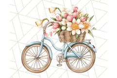 Bicycle with Flowers PNG, Pastel Spring Floral Bike Clipart Product Image 5