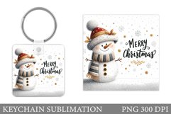 Cute Snowman Keychain Design. Christmas Keychain Sublimation Product Image 1