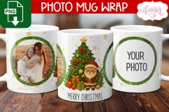 Merry Christmas photo mug wrap PNG, Santa mug template png Product Image 2
