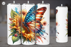 4th of July | Butterfly Sublimation, 20 oz Tumbler Wrap Product Image 5