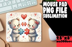 Cheerful Mouse Mat Sublimation PNG, Valentine Bear Product Image 1
