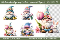 Watercolor Spring Easter Gnomes Clipart PNG Product Image 1