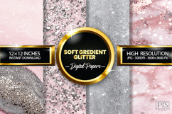 Soft Gredient Glitter Digital Papers - 04 variations Product Image 1
