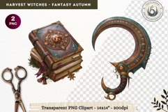 Harvest Witch Clipart Autumn Cottagecore Apothecary PNG RPG Product Image 1