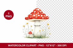 spring png watercolor clipart - mushroom Product Image 1