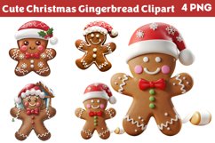 Cute Christmas Gingerbread Clipart PNG Product Image 1