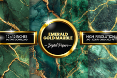 Emerald Gold Marble Digital Papers - 04 variations Product Image 1