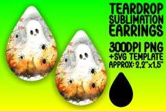 Halloween Watercolor Teardrop Earring Design Spooky PNG Product Image 1