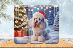 Winter Dog Christmas Snowflake PNG, Icy Tree 20oz Tumbler wr Product Image 1