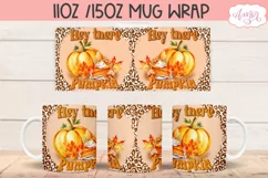 Hey there pumpkin mug wrap PNG for sublimation, Fall mug png Product Image 3