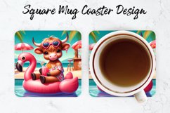Highland Cow Mug coaster | Coaster | Sublimation Design Product Image 1