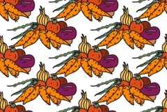 Botanical colorful vegetables seamless pattern vector Product Image 1