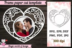 Valentine heart wreath frame paper crafting svg Product Image 1